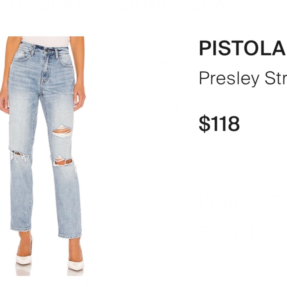 Pistola presley straight high rise jeans NWT $118 - Picture 1 of 5